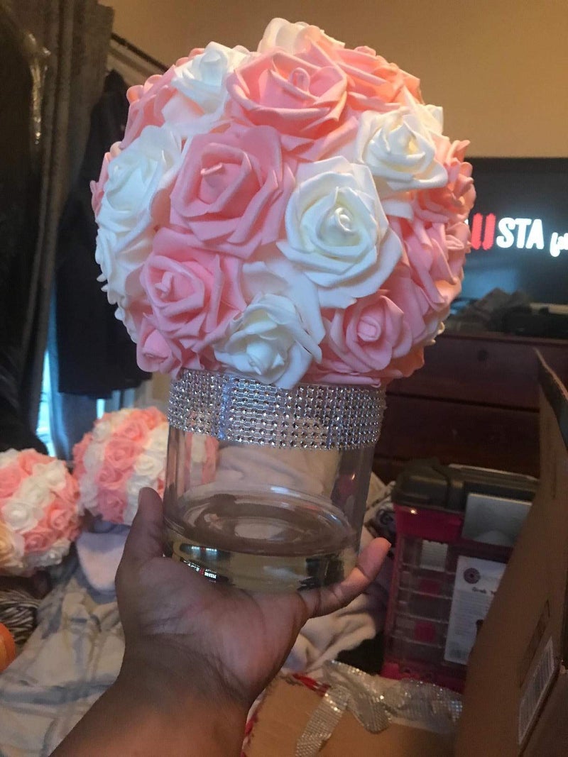 Lightingsky 3 x 1.6 x 3 inches 100pcs DIY Real Touch 3D Artificial Foam Rose Head Without Stem for Wedding Party Home Decoration (Champagne) - Image 3